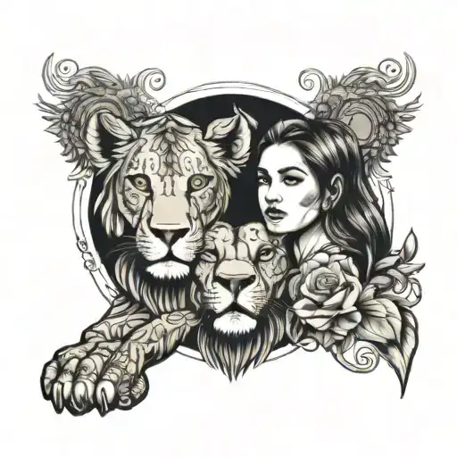 Girl And Lion Etnic