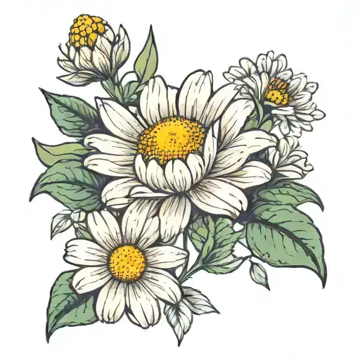 Custom Name Birth Flower Growing Out Of A Daisy