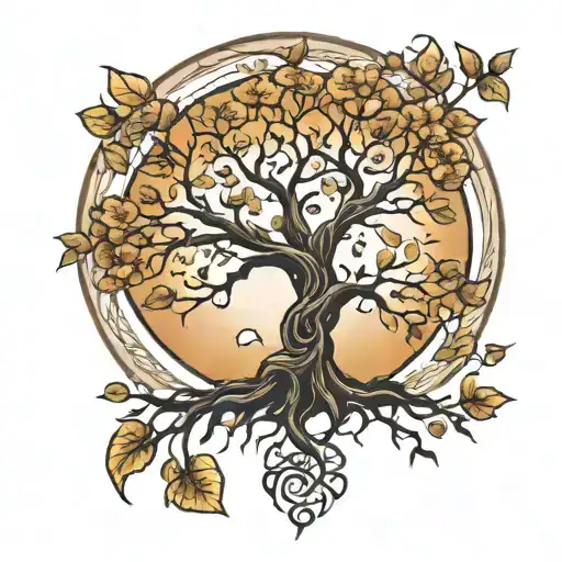Moon Tree Of Life With Roots