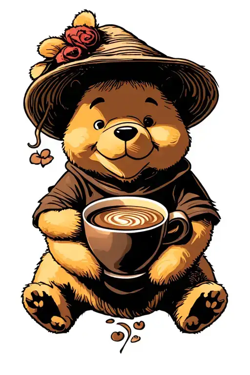 Winnie Pooh Sitting In A Coffee