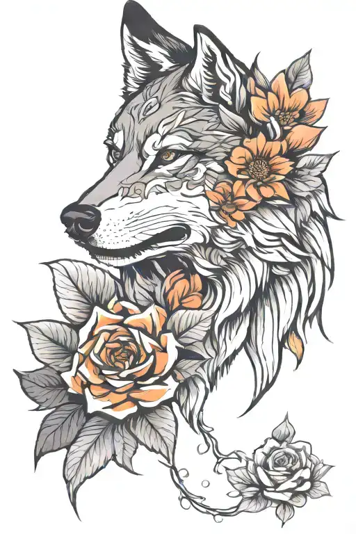Flower And Wolf Head