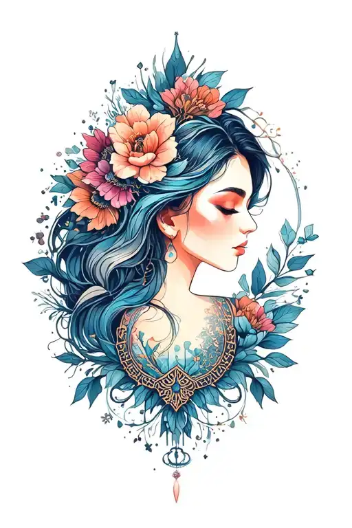 Woman Inspired Design Incorporating Elements Of Universal Love And Spiritual Symbols