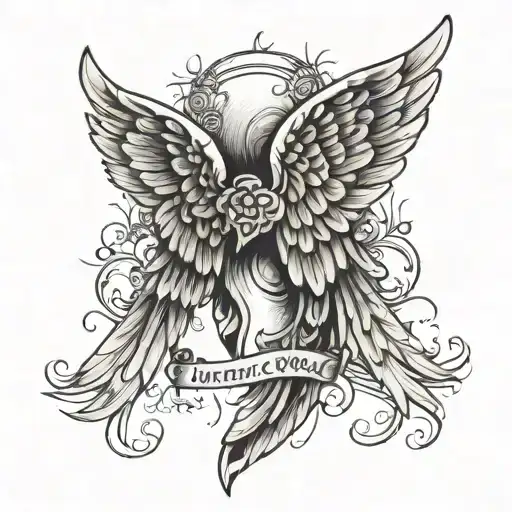 Angel Wings With Memento Mori Quote