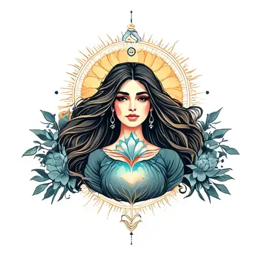 Woman Inspired Design Incorporating Elements Of Universal Love And Spiritual Symbols