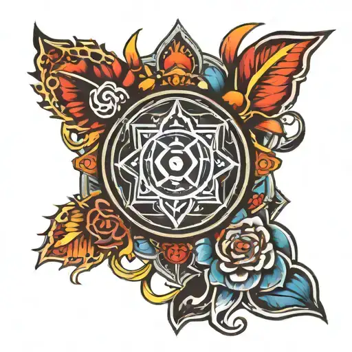 Unk Symbol With All Chakra Symbols