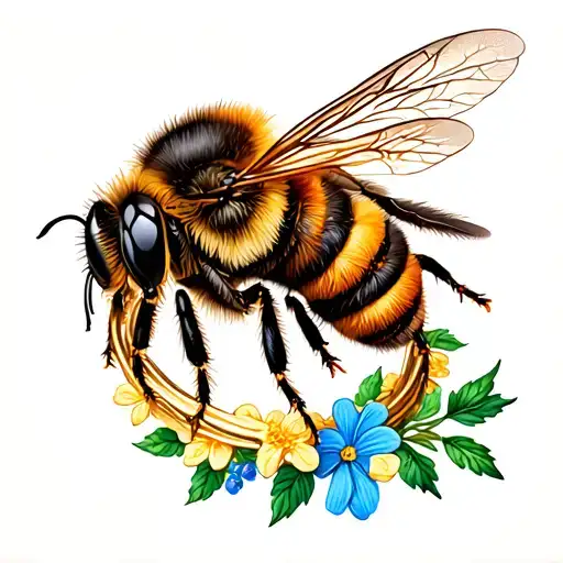 Bees With A Ring Of Flowers Wrapped