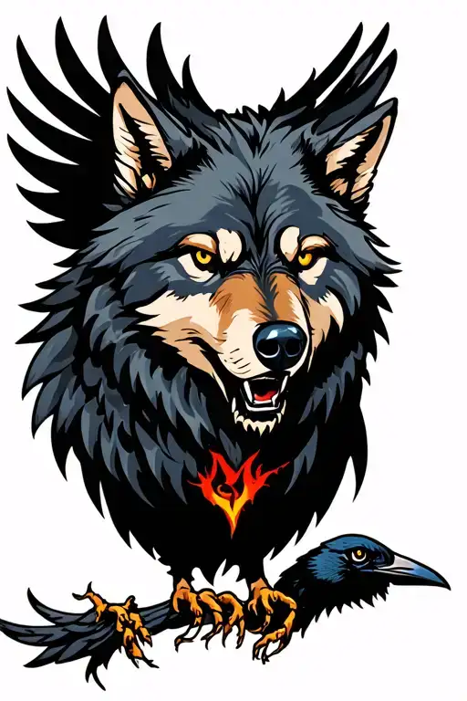 Wolf Fighting With A Crow