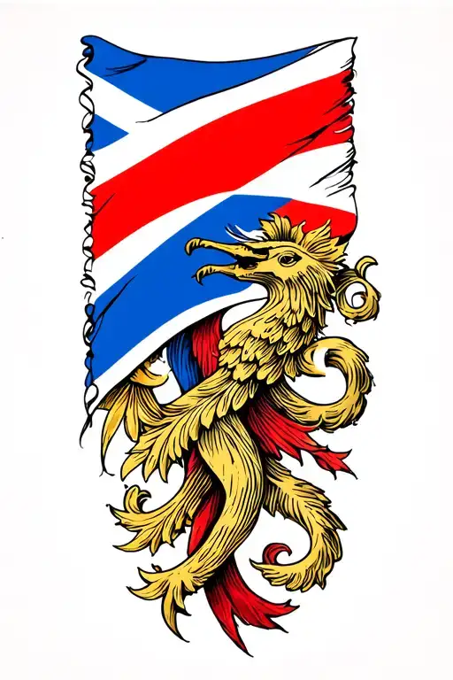 Scottish Flag Merging Into Dutch Flag