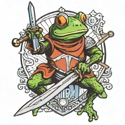 Frog Wearing Knights Armor Holdi G Sword And Shield