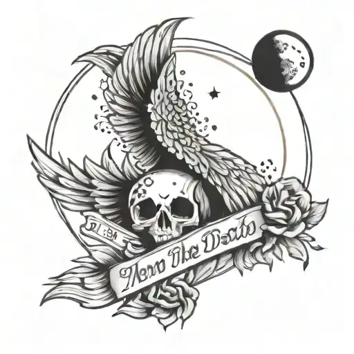 Mom Death Tattoo Design Featuring Too The Moon And Back And Date Of Death
