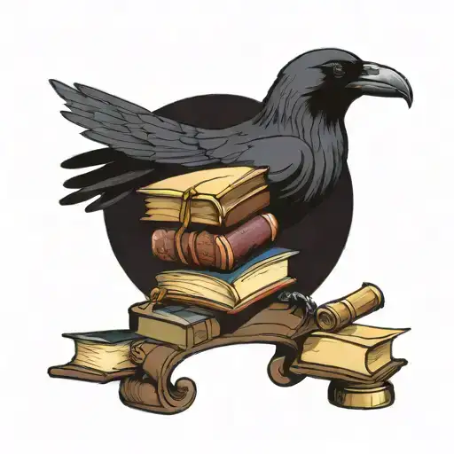 Crow And Books Forming The Shape