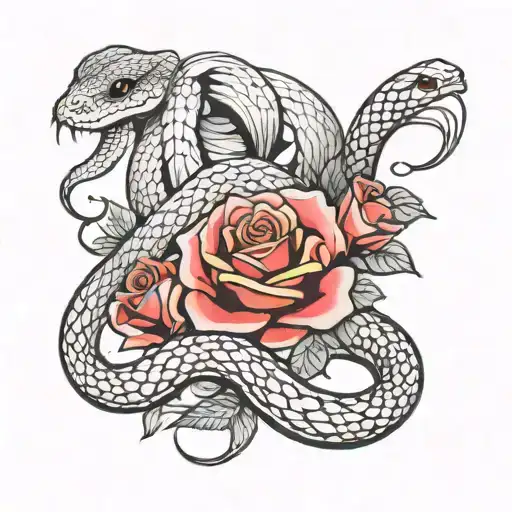 Roses Black And White With A Snake Angry