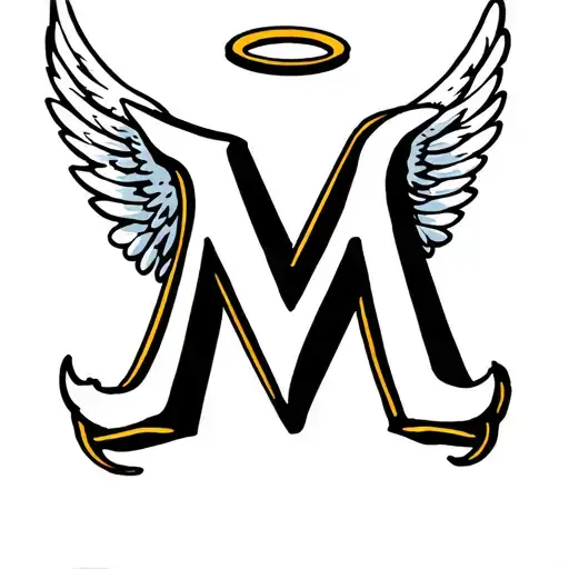 The Letter M With A Halo And Angel Wings
