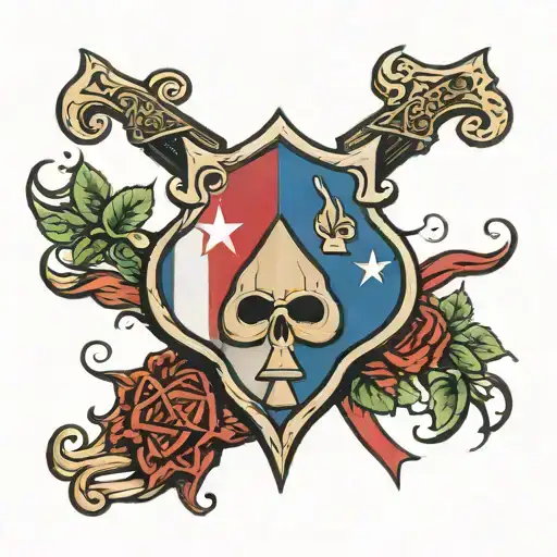 Puerto Rican And Italian Flag Incorporated With Ace Of Spades