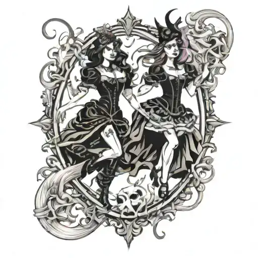 Gothic Victorian Style With Satanic Witches Dancing