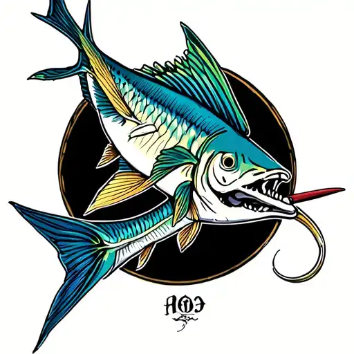 Marlin Skeleton Spearing Lime