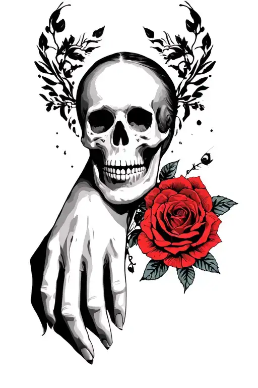 Woman With Skull On Hand