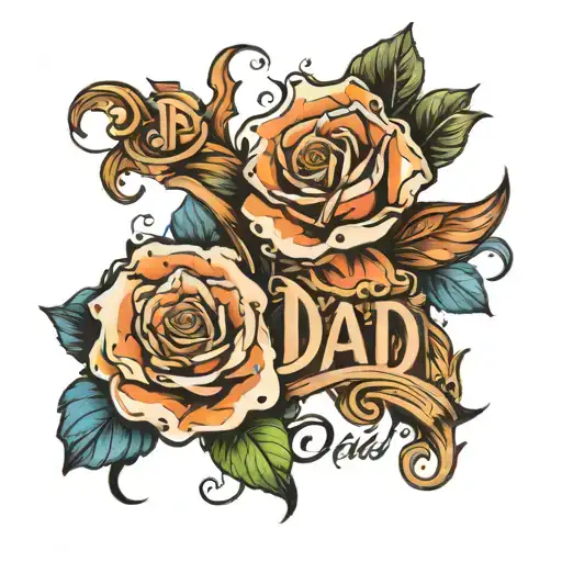 The Combination Of The Two Words Dad And Mom In One Design