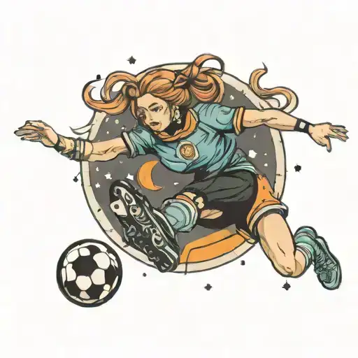 Football Playing Girl In Space
