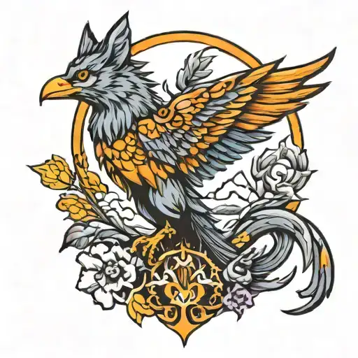 Phoenix With Wolf