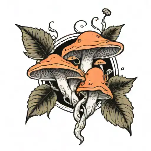 Vertical Line Of Mushrooms To Cover A Surgical Scar