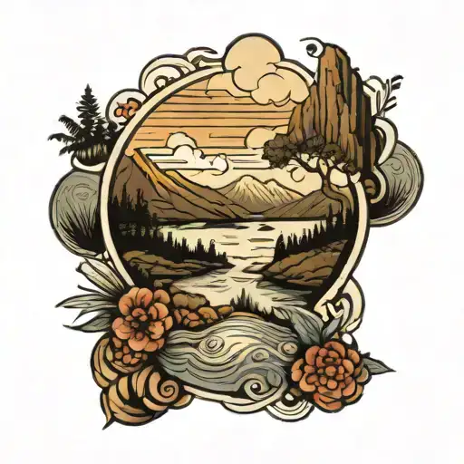 Mountains And Rivers Inside A Circle Filipino Traditional