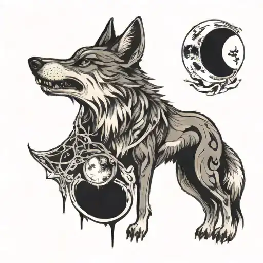 Wolf With A Moon In Its Jaws