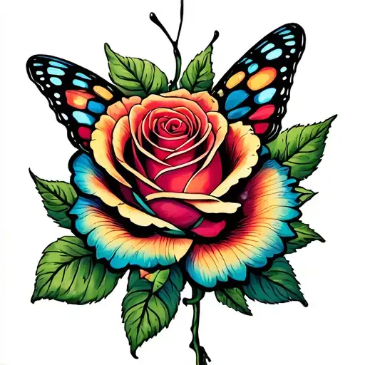 A Butterfly In A Rose