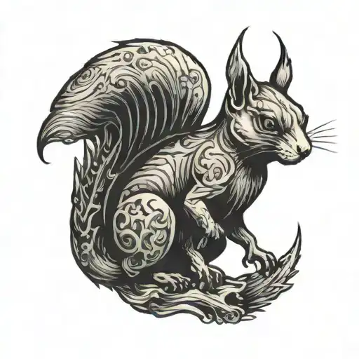 Alien Mounted On A Silhouette Of A Squirrel