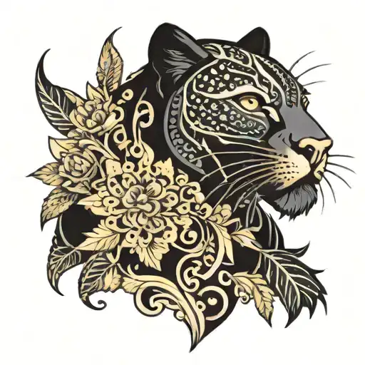 Black Panther Surrounded By Filigree