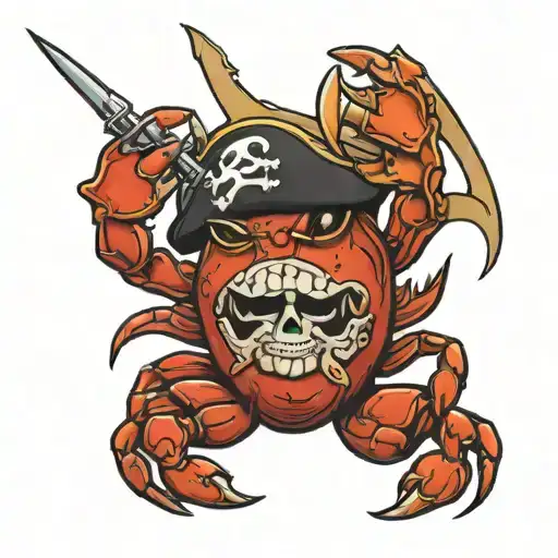 Crab Holding Pirate Flag