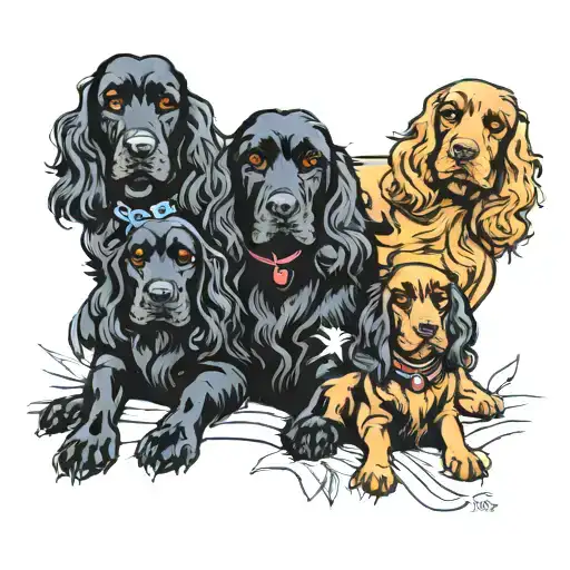 Family With Black Cocker Spaniel