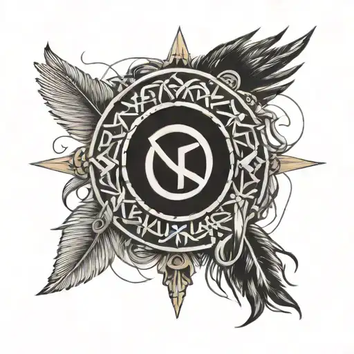 Colin Futhark Runic Name 'Konstantin' Surrounded By Native American