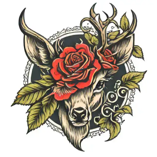 Deer Head With A Rose