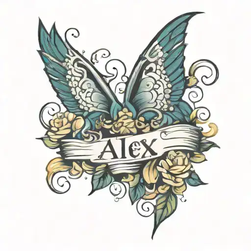 Tattoo With The Name Alex And Arthur In Honor Of Children