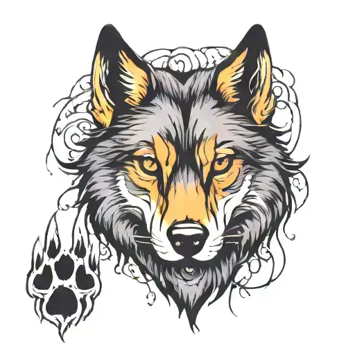Wolf Head With Paws