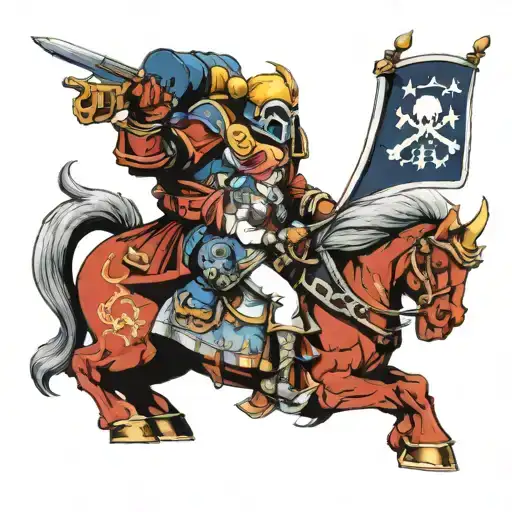 Warhammer Space Marine And Small Girl Riding