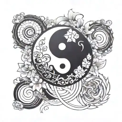 Yin And Yang Symbol With Black And White Termes Within It