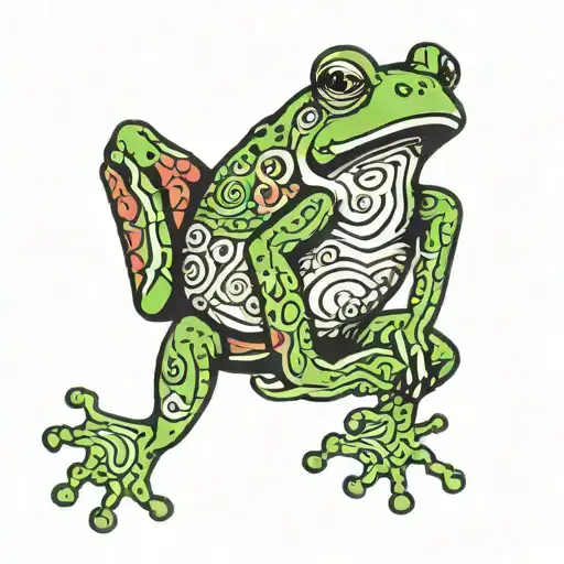 Frog With A Tattoo Of A Guy Standing
