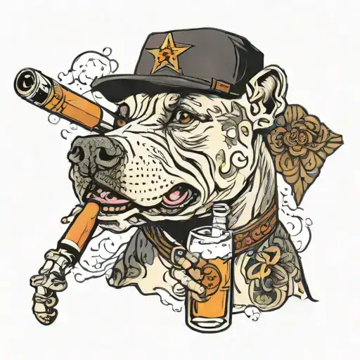 Cuban Cigar Fighter Pitbull Loaded Glock 32 F Weather Drinking Vodka