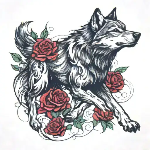 Running Wolf Blended By Roses
