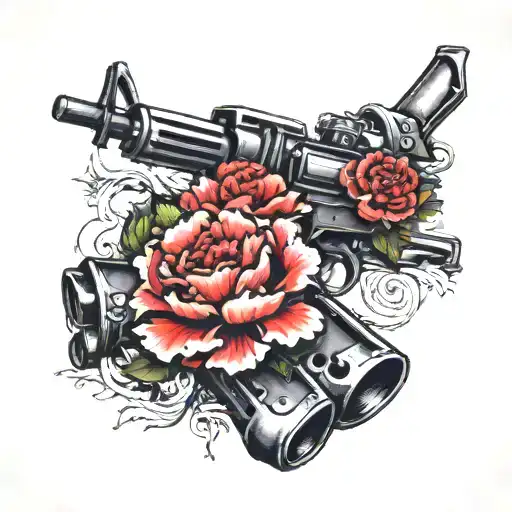 Carnation Flower In A Machine Gun