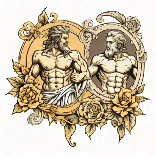 Zeus And Apollo With Room For Date Of Birth And Death With Room To Expand For A Sleeve