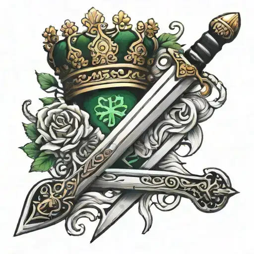 Single Irish Sword With Irish Crown On Top