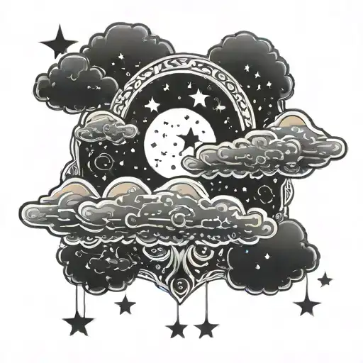 Cloud Stars Sparkles In A Line