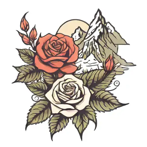 Rose And Snowy Mountain