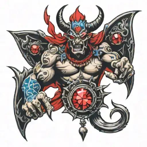 Demon Protecting Two Gems