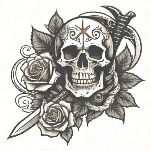 Skull Sword Roses Scorpio