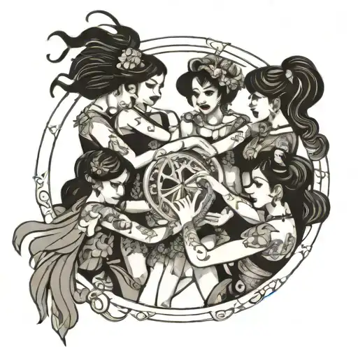 Seven Girls Dance In A Circle