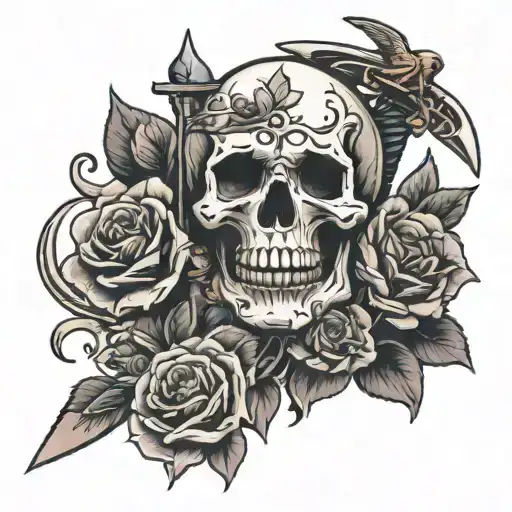 Skull Sword Roses Scorpio